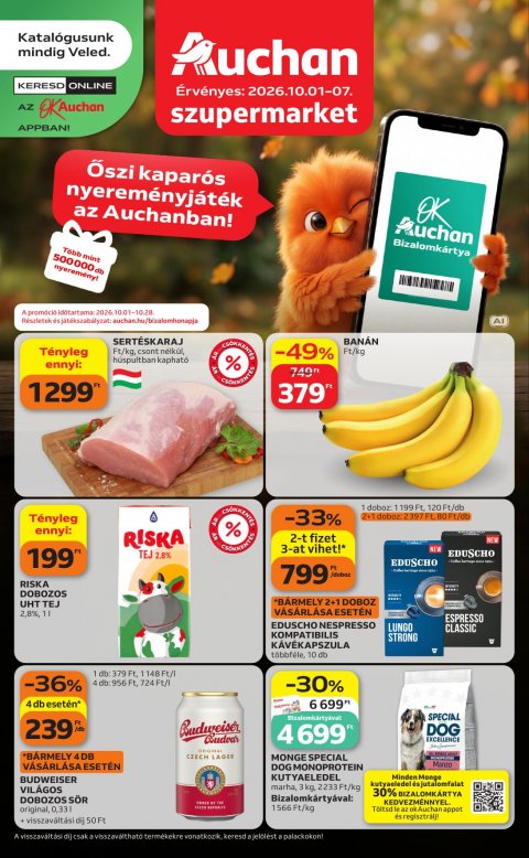 AUCHAN Szupermarket Heti ajánlataink akciós újság od 1. 10. 2026 do 7. 10. 2026