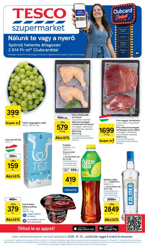 TESCO Szupermarket akciós újság od 1. 10. 2026 do 7. 10. 2026