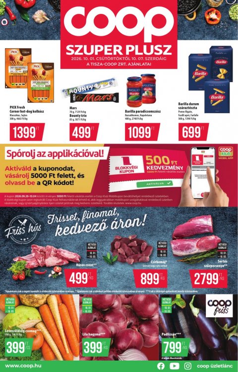 COOP Tisza akciós újság od 1. 10. 2026 do 7. 10. 2026