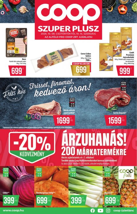 COOP Alföld akciós újság od 8. 10. 2026 do 14. 10. 2026