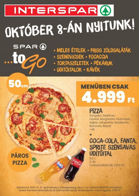 INTERSPAR toGo Zalaegerszeg akciós újság od 8. 10. 2026 do 22. 10. 2026