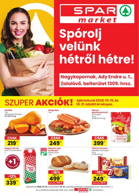 SPAR market Nagykapornak, Zalalovő akciós újság od 9. 10. 2026 do 21. 10. 2026