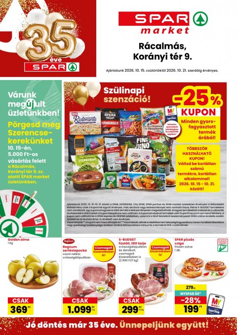 SPAR market Rácalmás akciós újság od 15. 10. 2026 do 21. 10. 2026