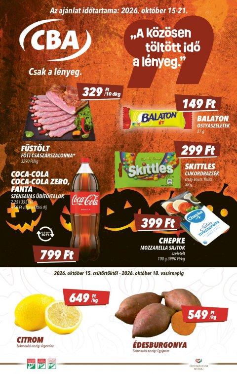 CBA akciós újság od 15. 10. 2026 do 21. 10. 2026
