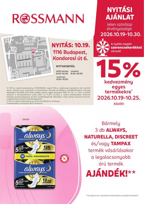 ROSSMANN Nyitási akció akciós újság od 19. 10. 2026 do 30. 10. 2026