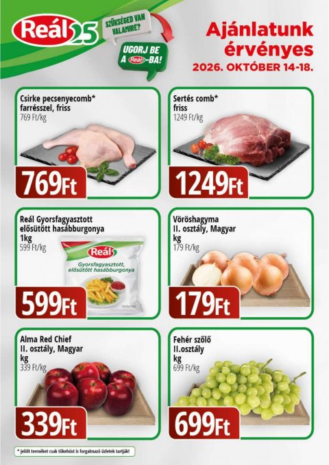REAL Bevásárló hétvége Kisalföld akciós újság od 14. 10. 2026 do 18. 10. 2026