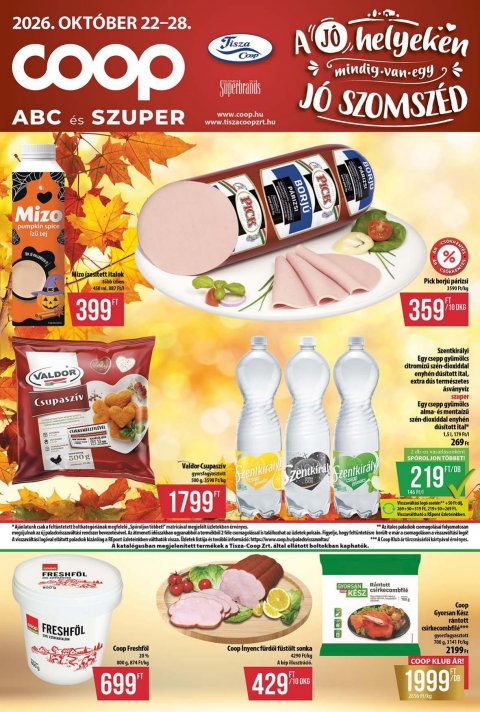 COOP Tisza akciós újság od 22. 10. 2026 do 28. 10. 2026