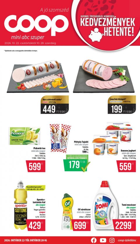 COOP Nyírzem akciós újság od 22. 10. 2026 do 28. 10. 2026