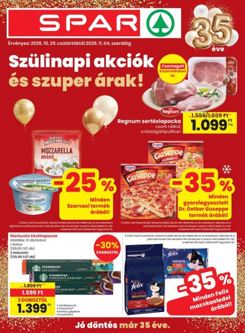 SPAR szórólap akciós újság od 29. 10. 2026 do 4. 11. 2026