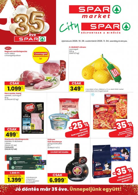 SPAR market és City Spar akciós újság od 29. 10. 2026 do 4. 11. 2026