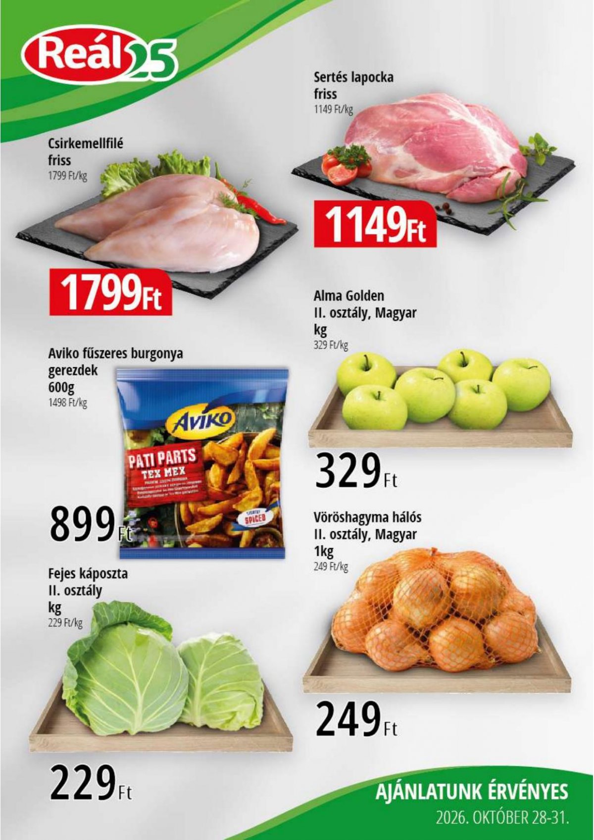 REAL Bevásárló hétvége Kisalföld akciós újság od 28. 10. 2026 do 31. 10. 2026