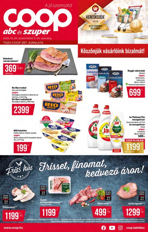 COOP Tisza akciós újság od 29. 10. 2026 do 4. 11. 2026
